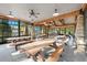 The outdoor pavilion has picnic tables, ceiling fans, and stone columns with large windows at 34000 Fortunado St, Sorrento, FL 32776