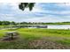 Scenic view of the lake with a picnic table and pier, perfect for outdoor recreation at 442 Devon Pl, Lake Mary, FL 32746