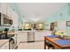 Bright eat-in kitchen with white cabinets, stainless steel appliances, and a breakfast bar at 511 Coventry Rd, Davenport, FL 33897