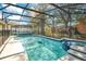Backyard pool and spa with screened enclosure offers a relaxing retreat at 511 Coventry Rd, Davenport, FL 33897