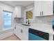 Close up of kitchen featuring white cabinets, countertops, and brand-new stainless steel appliances at 624 Illinois Ave, St Cloud, FL 34769