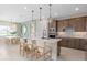 Modern kitchen with a center island, pendant lighting, stainless steel appliances, and a breakfast nook at 6920 Dappled Oak Way, Orlando, FL 32829