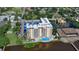 Overhead shot of the condominium building and surrounding neighborhood, and beautiful riverside at 145 N Halifax Ave # 601, Daytona Beach, FL 32118