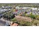 Aerial neighborhood view featuring townhomes, mature trees, and close proximity to schools with athletic fields and recreational facilities at 520 Longmeadow St, Celebration, FL 34747