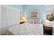 Comfortable bedroom with floral bedding, a window with blinds, and a closet at 107 Springhurst Cir, Lake Mary, FL 32746