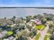 Breathtaking aerial view showcasing the property's proximity to the lake and lush green surroundings at 5205 Saint Regis Pl, Belle Isle, FL 32812