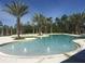 Inviting community pool with zero entry, palm trees and fountains at 17667 Saw Palmetto, Clermont, FL 34714