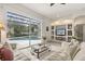 Bright living room featuring a large glass sliding door offering view of the beautiful pool area at 3603 Westover Cir, Leesburg, FL 34748