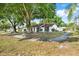 Inviting single-story home enhanced by mature trees, manicured lawn, and an American flag at 5202 Greenway Drive, Orlando, FL 32819