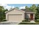 Charming single-story home with a two-car garage, neutral color palette, and manicured landscaping at 7363 Capstone Dr, Groveland, FL 34736