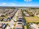 Expansive aerial view shows a community with greenbelts, lakes, and well-maintained homes under blue skies at 7916 Wandering Way, Orlando, FL 32836