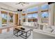 Bright living room with large windows, hardwood floors, and modern furniture at 12848 Jacob Grace Ct, Windermere, FL 34786