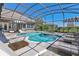This backyard boasts a screened-in pool with plenty of space for outdoor lounging at 12848 Jacob Grace Ct, Windermere, FL 34786