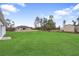 Expansive backyard showcasing a large lawn with a view of the surrounding trees and neighborhood structures at 2480 Sw 147Th Lane Rd, Ocala, FL 34473