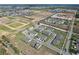 Aerial view showcasing a vibrant community of modern townhomes with well-maintained landscaping at 421 Sedgewick Dr, Davenport, FL 33837