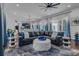 Open-concept living room with modern furnishings, stylish decor, and abundant natural light at 599 Glendevon Dr, New Smyrna Beach, FL 32168