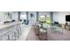 Open-concept living room featuring modern furnishings, a breakfast bar and a sliding glass door to the backyard at 7404 Capstone Dr, Groveland, FL 34736