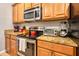 Close-up of kitchen counter with granite countertops and stainless steel appliances at 8962 Sugar Palm Rd, Kissimmee, FL 34747
