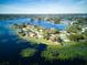 Stunning aerial view of lakefront homes nestled on the shores of a serene lake at 2055 Jessamine Ct, Deltona, FL 32738