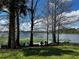 Scenic lake view with trees on the shoreline and lily pads floating in the water at 4407 Lake Lawne Ave, Orlando, FL 32808