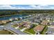 Neighborhood aerial shot showcasing the community's layout, with a tranquil pond surrounded by lush greenery at 5607 Western Sky Pl, St Cloud, FL 34771