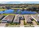 Aerial view of homes backing to a large pond and mature trees at 1098 Victoria Hills S Dr, Deland, FL 32724