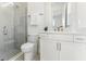 Bathroom featuring a modern vanity, glass-enclosed shower, and contemporary fixtures at 1098 Victoria Hills S Dr, Deland, FL 32724