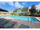 Beautiful pool area with lounge seating and inviting blue umbrellas at 193 Longview Ave # 104, Kissimmee, FL 34747