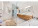 Spacious bathroom featuring double sinks, a large walk-in shower, and modern fixtures at 2118 Lake Dr, Winter Park, FL 32789