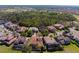 Overhead view of community homes with pools and manicured lawns near a wooded area at 2442 Heritage Green Ave, Davenport, FL 33837