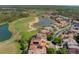 Scenic aerial view of homes lining golf course featuring lush greenery and ponds in an upscale neighborhood at 2442 Heritage Green Ave, Davenport, FL 33837
