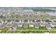 Elevated view showcases a Primary-planned community with uniform houses, water features, and lush landscaping at 3493 Lazy River Ter, Sanford, FL 32771