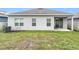 Home featuring backyard with green lawn and covered patio, perfect for outdoor entertaining at 3493 Lazy River Ter, Sanford, FL 32771