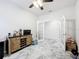 Open living room space featuring French doors, marble floors and ceiling fan at 3493 Lazy River Ter, Sanford, FL 32771