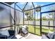 Relaxing outdoor patio with comfortable seating and screened walls at 385 Cape Honeysuckle Pl, Sanford, FL 32771
