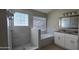 Modern bathroom with separate shower, tub and double sink vanity at 4151 Forest Island Dr, Orlando, FL 32826