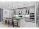 Beautiful gray kitchen featuring a granite island, pendant lighting, and stainless steel appliances at 15644 Panther Lake Dr, Winter Garden, FL 34787