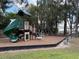 Community playground featuring a green slide, swings, and climbing structure, all surrounded by a wood chip ground cover at 2958 Willow Bay Ter, Casselberry, FL 32707