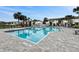 Community pool with clear blue water, surrounded by palm trees and comfortable lounge chairs at 532 Madison Dr, Davenport, FL 33837