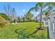 Lush backyard featuring well manicured lawn and beautiful trees at 807 Oak Shadows Rd, Celebration, FL 34747