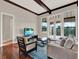 Cozy living room featuring hardwood floors, french doors and comfortable seating at 11306 Bridge House Rd, Windermere, FL 34786