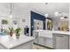 Kitchen featuring stainless steel appliances, gray cabinets, and a farmhouse sink overlooking the backyard at 5278 Walnut Ridge Dr, Orlando, FL 32829