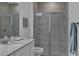 Modern bathroom featuring a large shower, sleek vanity, and contemporary fixtures at 7412 Sw 76Th Ter, Ocala, FL 34481