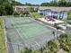 Full aerial of tennis court with basketball court and playground nearby, all in a fenced-in tropical area at 2040 Royal Bay Blvd # 30, Kissimmee, FL 34746