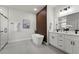 Spa-like bathroom features soaking tub, double vanity, and modern fixtures at 2415 Sw 165Th Pl, Ocala, FL 34473