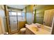 Bathroom featuring walk-in shower and single sink vanity at 27307 Pine Straw Rd, Leesburg, FL 34748