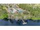 An aerial view of a community pool, playground, tennis court, and community pier to the lake at 102 Ethan Ave, Davenport, FL 33897