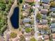 Bird's eye view of the neighborhood, with a tranquil pond enhancing the serene and community-focused environment at 2112 White Eagle St, Clermont, FL 34714
