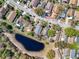 Scenic aerial perspective of the neighborhood with houses, trees, and pond views creating an ideal suburban setting at 2112 White Eagle St, Clermont, FL 34714