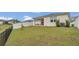 Well-maintained backyard enclosed by a white fence, providing privacy and space for outdoor activities at 4009 Swan Goose Ct, Okahumpka, FL 34762